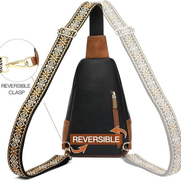 Chic Vegan Leather Crossbody Sling Bag for Women - Multi-Pocket Design - Picture 4 of 9